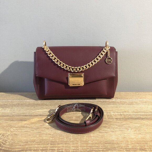 Michael Kors Lita Medium Merlot Leather Crossbody Bag (wore only once) - Picture 1 of 15